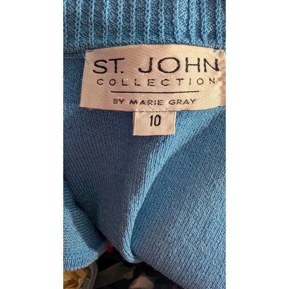 St. John Collection by Marie Gray Women's Blue Black Colorblock Knit Sleeveless - Picture 2 of 4